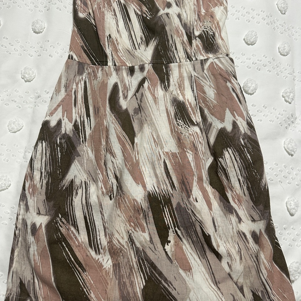 Banana Republic Strapless Abstract Dress - Brown and Cream